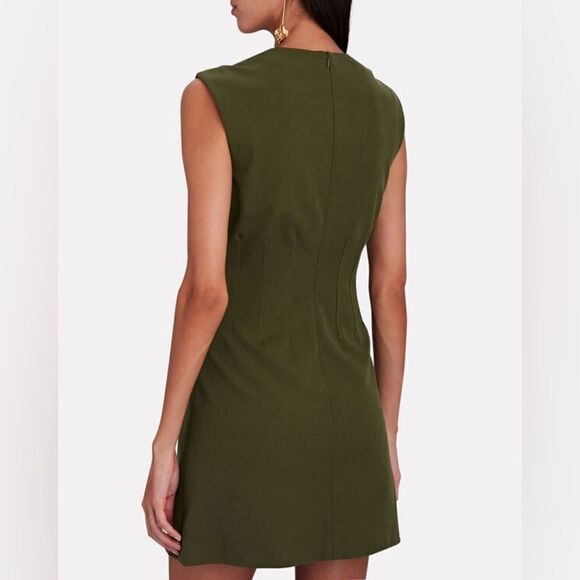 DEREK LAM 10 CROSBY Rooney Cotton-Blend Mini Dress in Army Olive - Picture 5 of 13